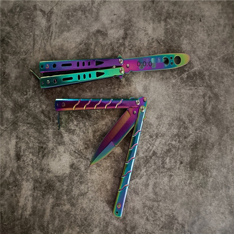 Spot Folding Butterfly Training Knife Unopened Swing Knife Hand Beginner Practice Knife Color Titanium Butterfly Training Knife
