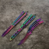 Spot Folding Butterfly Training Knife Unopened Swing Knife Hand Beginner Practice Knife Color Titanium Butterfly Training Knife