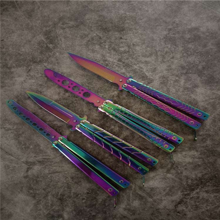 Spot Folding Butterfly Training Knife Unopened Swing Knife Hand Beginner Practice Knife Color Titanium Butterfly Training Knife