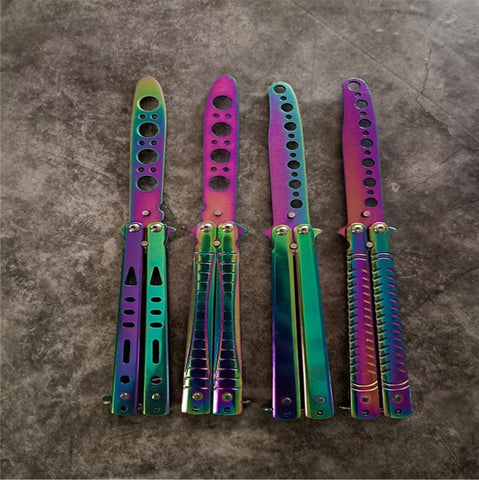 Spot Folding Butterfly Training Knife Unopened Swing Knife Hand Beginner Practice Knife Color Titanium Butterfly Training Knife
