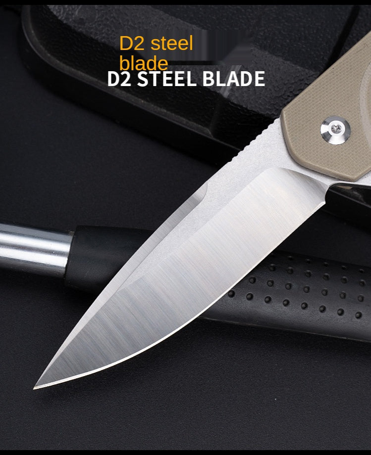 Camping Survival Outdoor Self-defense Sharp Fruit Knife Folding Knife D2 Stainless Steel Folding Knife