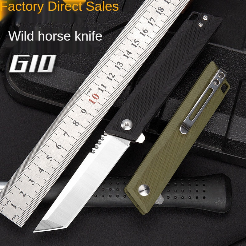 Outdoor camping self-defense knife pocket knife folding knife D2 steel high hardness folding knife G10 survival knife