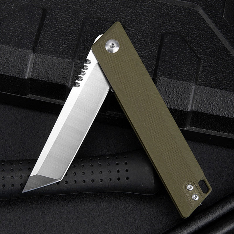Outdoor camping self-defense knife pocket knife folding knife D2 steel high hardness folding knife G10 survival knife