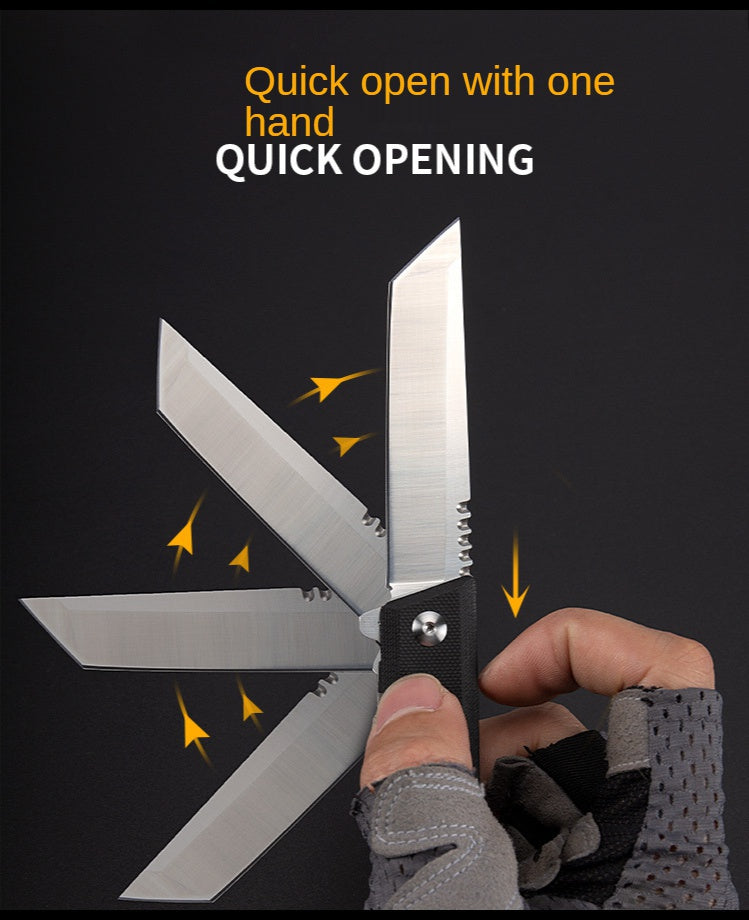 Outdoor camping self-defense knife pocket knife folding knife D2 steel high hardness folding knife G10 survival knife