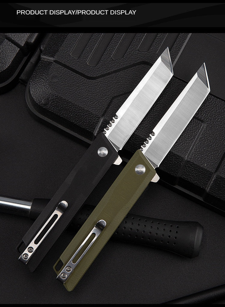 Outdoor camping self-defense knife pocket knife folding knife D2 steel high hardness folding knife G10 survival knife