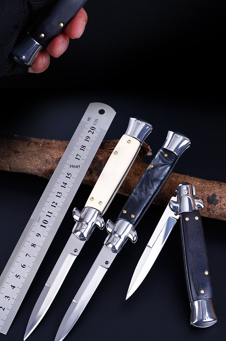 Italian Mafia Portable 9-inch Folding Knife Outdoor Defensive Height Hardness Pocket Knife Wilderness Survival Knife