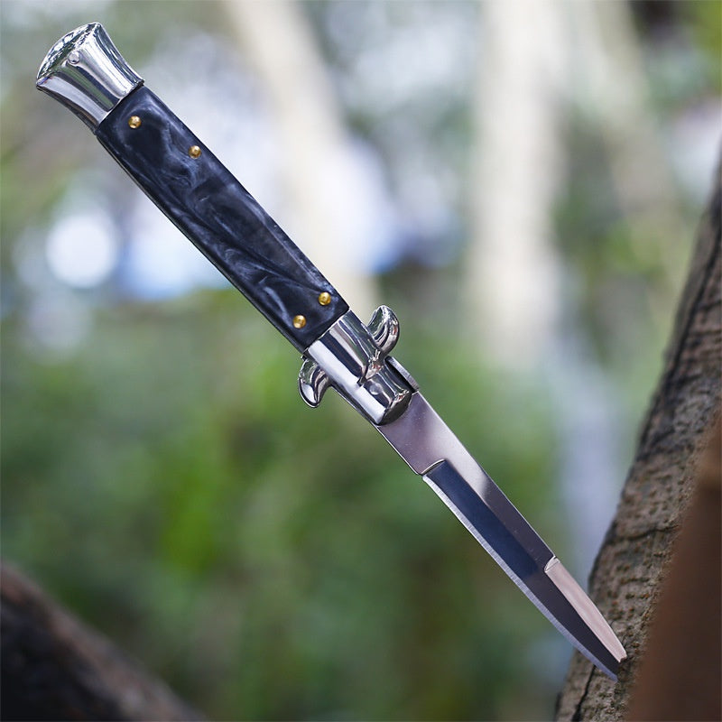 Italian Mafia Portable 9-inch Folding Knife Outdoor Defensive Height Hardness Pocket Knife Wilderness Survival Knife
