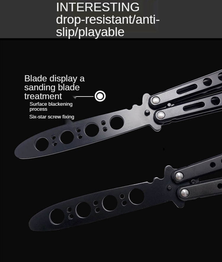 Unopened novice practice knife stainless steel folding swing knife play cool butterfly training knife