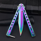 Outdoor camping practice knife without blade decompression swing comb stainless steel folding comb beginner training tool