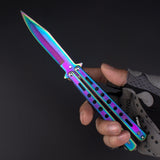 Outdoor camping practice knife without blade decompression swing comb stainless steel folding comb beginner training tool