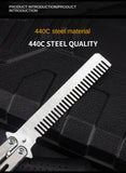 Outdoor camping practice knife without blade decompression swing comb stainless steel folding comb beginner training tool
