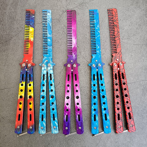Butterfly knife practice knife outdoor training folding knife 3D colorful csgo peripheral butterfly oil comb