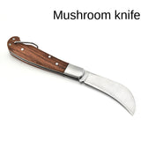 Stainless steel mushroom knife with rosewood handle Multifunctional camping tool knife Outdoor folding knife Household fruit knife