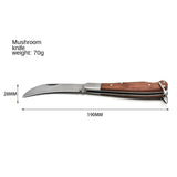 Stainless steel mushroom knife with rosewood handle Multifunctional camping tool knife Outdoor folding knife Household fruit knife