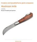 Stainless steel mushroom knife with rosewood handle Multifunctional camping tool knife Outdoor folding knife Household fruit knife