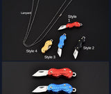 Stainless Steel Folding Knife Outdoor Mini Peanut Knife Necklace Pocket Knife Carry Fruit Knife 6pcs
