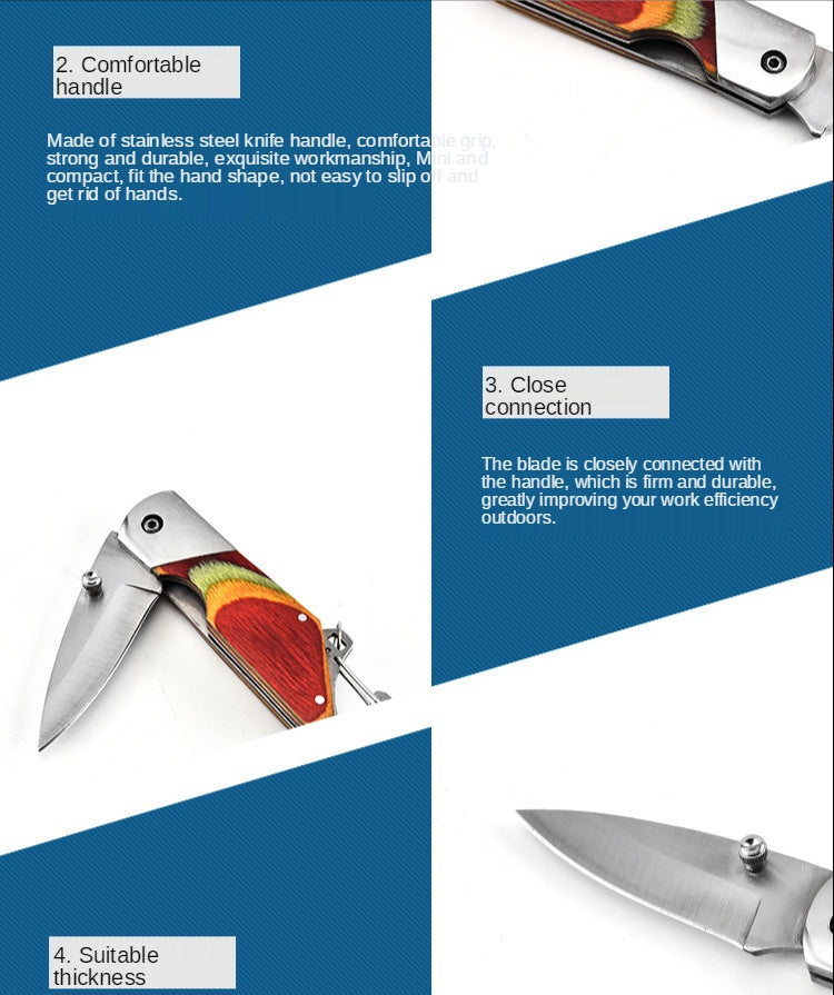 Outdoor QQ Mini Keychain Pocket Knife Folding Knife Stainless Steel Edged Folding Knife Folding Gift Knife