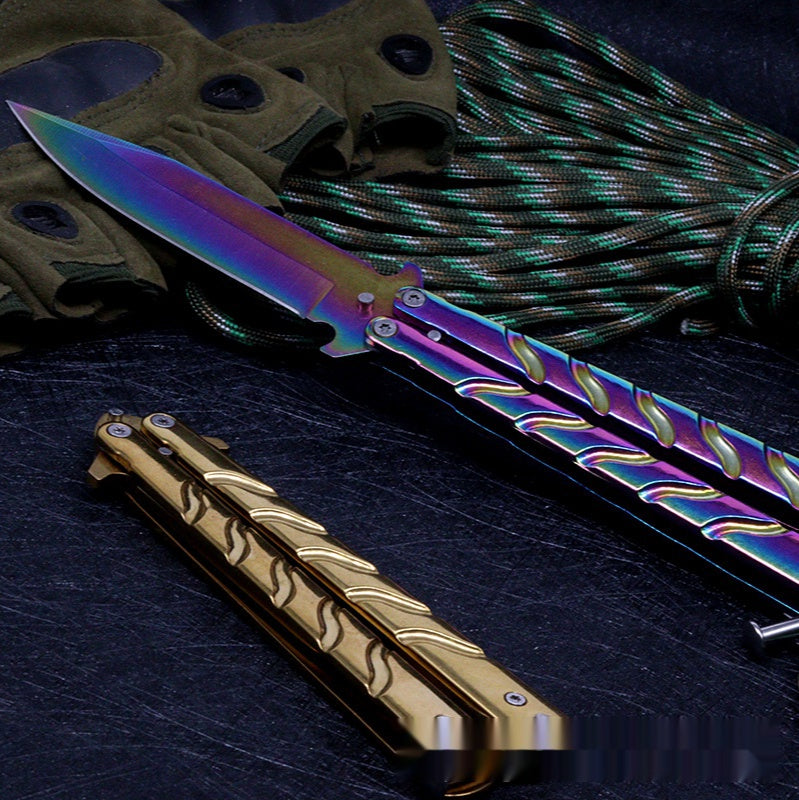 CSGO Butterfly Knife Practice Knife Unopened Ornamental Knife Play Cool Folding Knife Stainless Steel Pocket Knife
