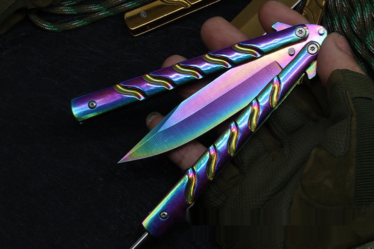 CSGO Butterfly Knife Practice Knife Unopened Ornamental Knife Play Cool Folding Knife Stainless Steel Pocket Knife