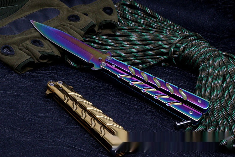 CSGO Butterfly Knife Practice Knife Unopened Ornamental Knife Play Cool Folding Knife Stainless Steel Pocket Knife