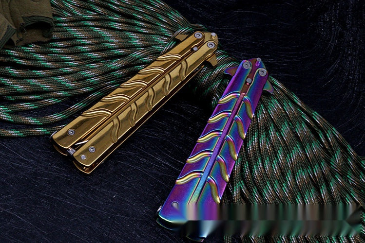 CSGO Butterfly Knife Practice Knife Unopened Ornamental Knife Play Cool Folding Knife Stainless Steel Pocket Knife