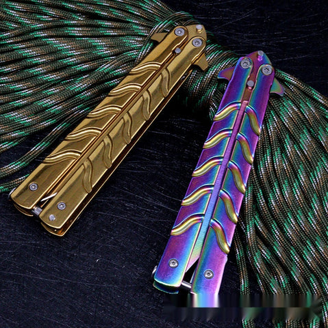 CSGO Butterfly Knife Practice Knife Unopened Ornamental Knife Play Cool Folding Knife Stainless Steel Pocket Knife