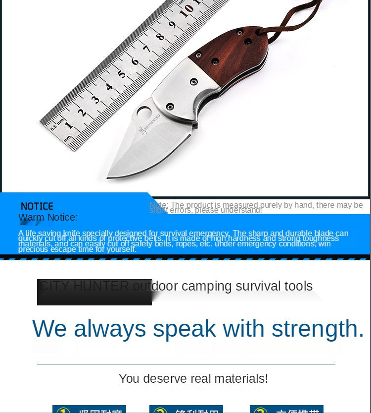 Bladed Tactical Knife Small Armored Mini Knife Stainless Steel Outdoor Folding Knife