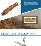 Rosewood Mushroom Knife Multifunction Knife Mushroom Sweep Knife Wooden Handle Knife Camping Knife