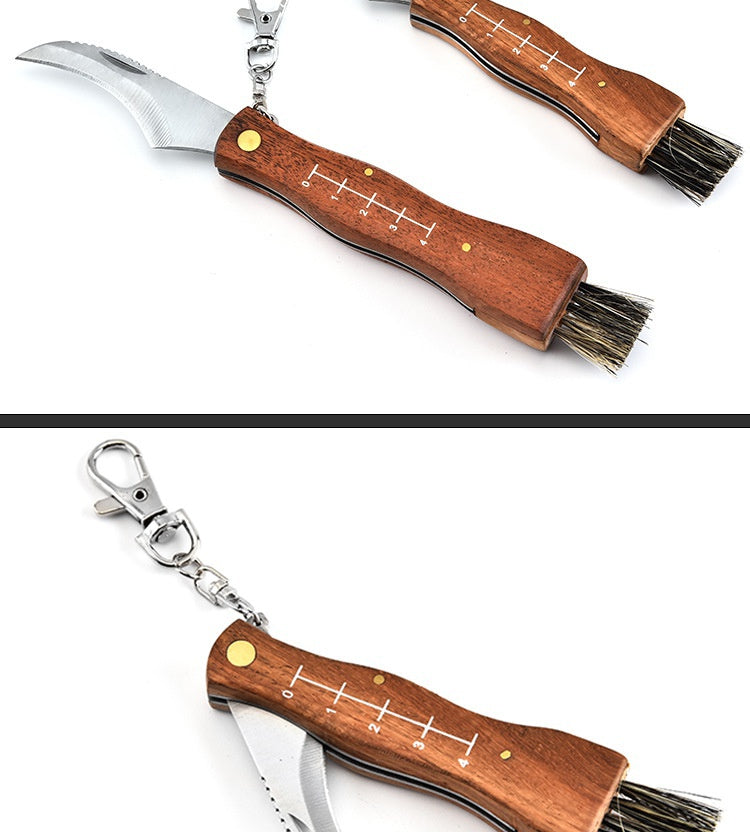 Rosewood Mushroom Knife Multifunction Knife Mushroom Sweep Knife Wooden Handle Knife Camping Knife