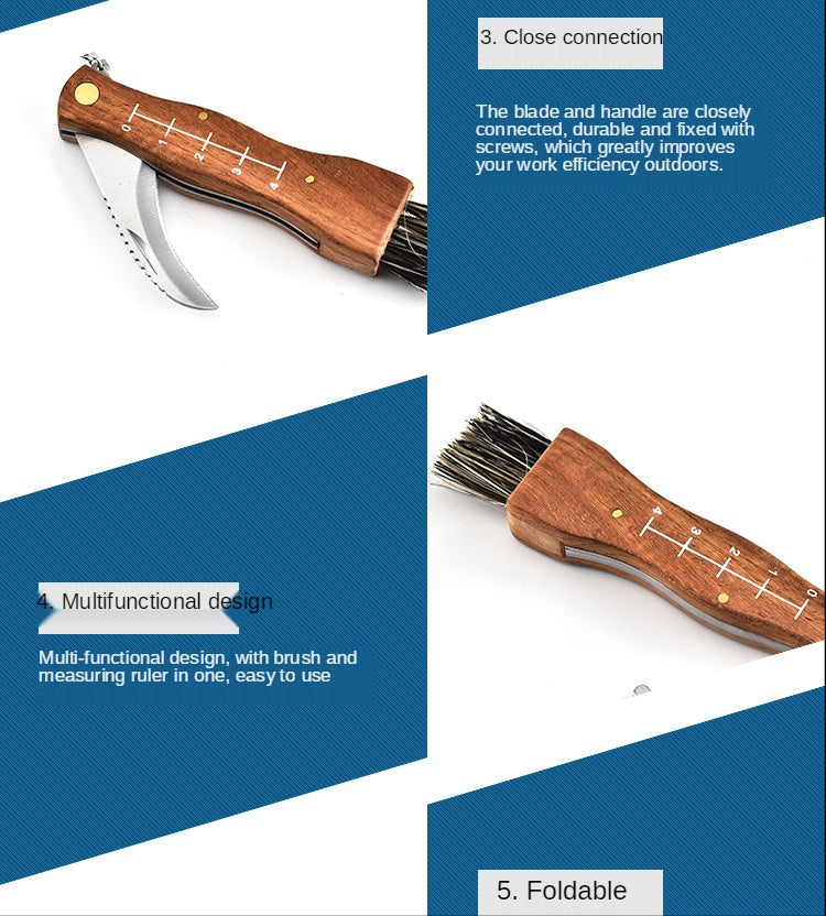 Rosewood Mushroom Knife Multifunction Knife Mushroom Sweep Knife Wooden Handle Knife Camping Knife
