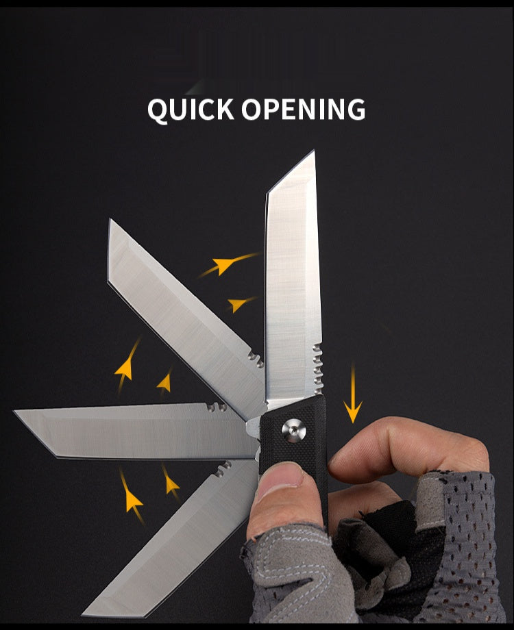 Outdoor camping self-defense knife G10 survival knife pocket knife D2 steel high hardness folding knife