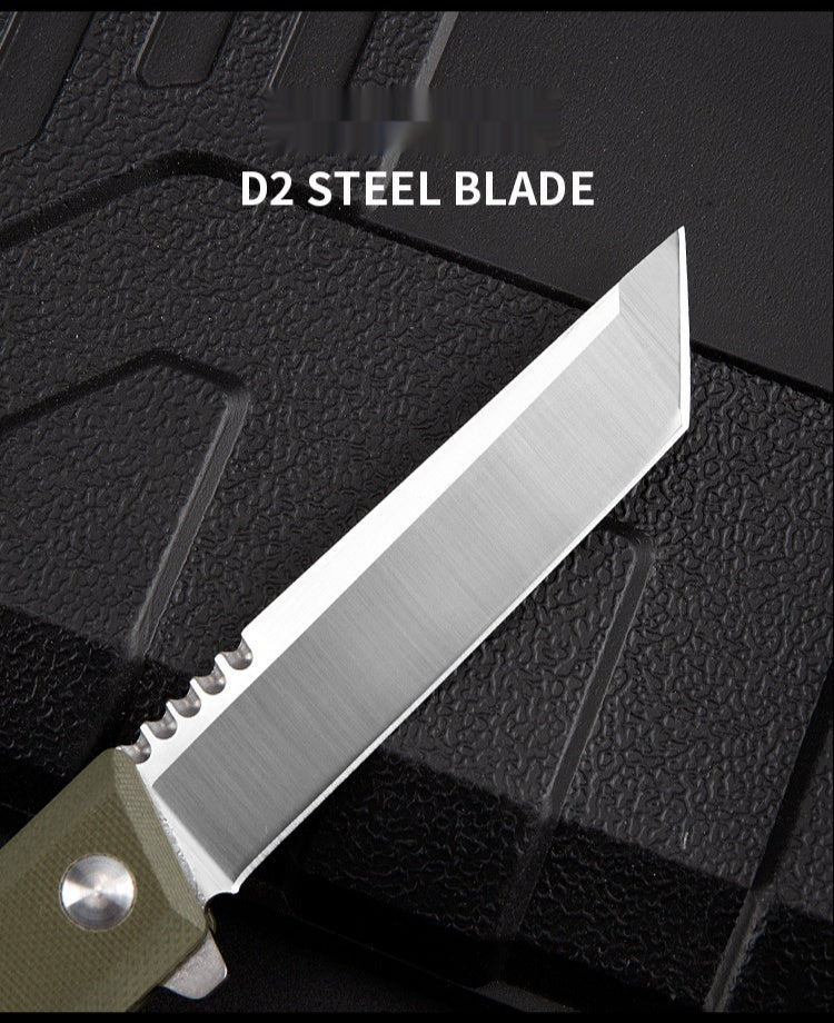 Outdoor camping self-defense knife G10 survival knife pocket knife D2 steel high hardness folding knife