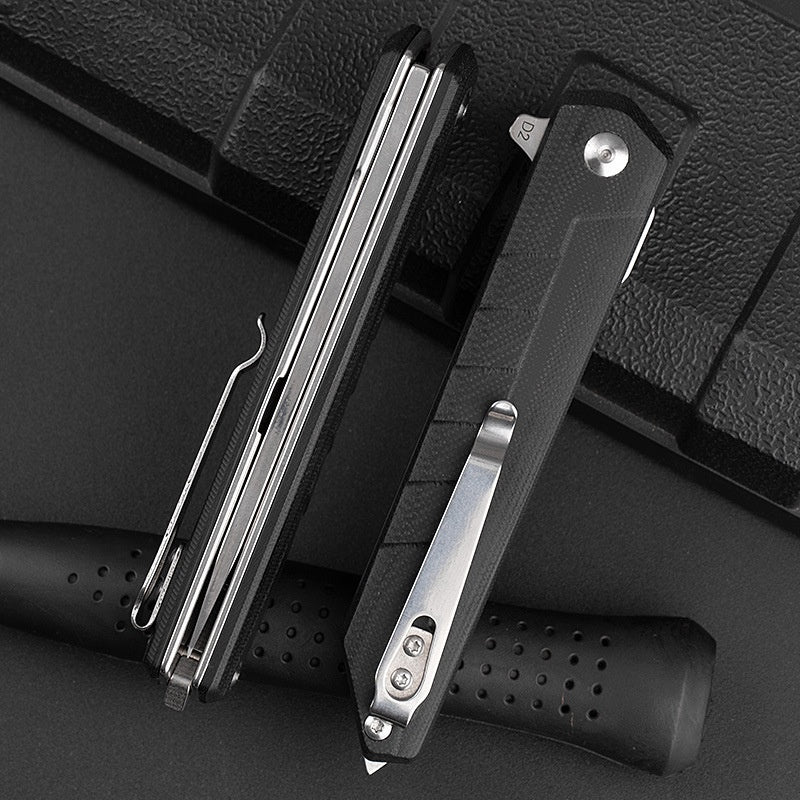 G10 outdoor knife D2 stainless steel folding knife self-defense folding knife camping sharp fruit knife Yangjiang knife