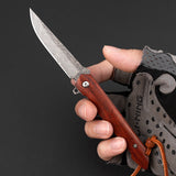 Outdoor Survival Folding Knife Portable Mini Fruit Knife Damascus Steel Folding Pocket Knife Portable Camping Knife