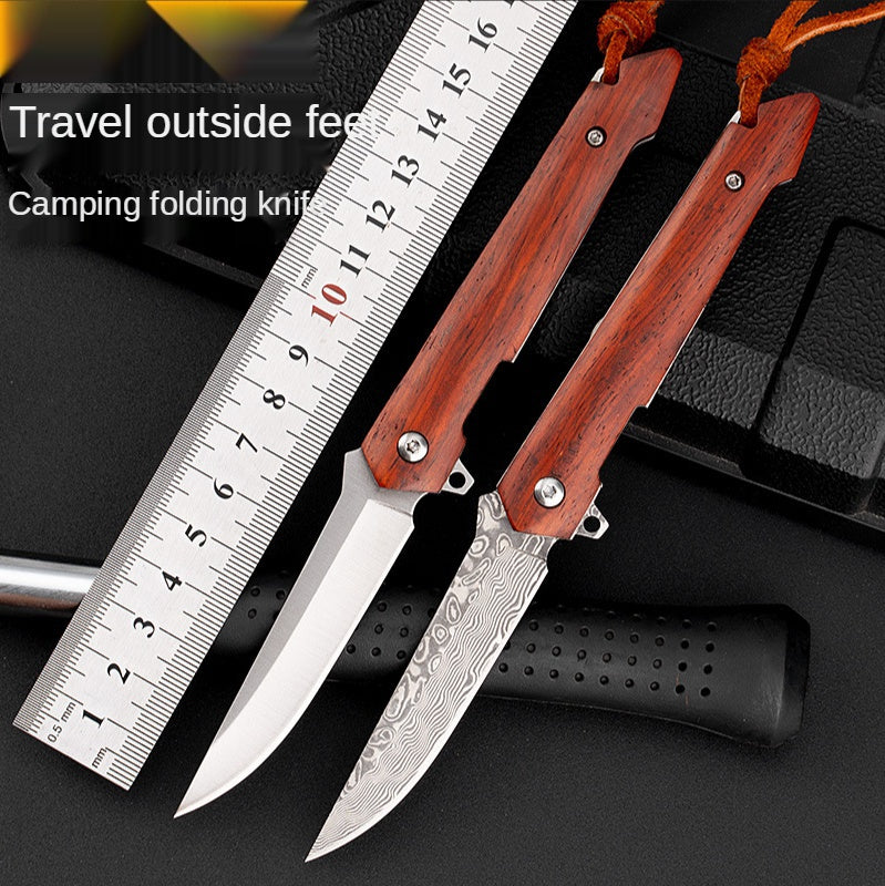 Outdoor Survival Folding Knife Portable Mini Fruit Knife Damascus Steel Folding Pocket Knife Portable Camping Knife