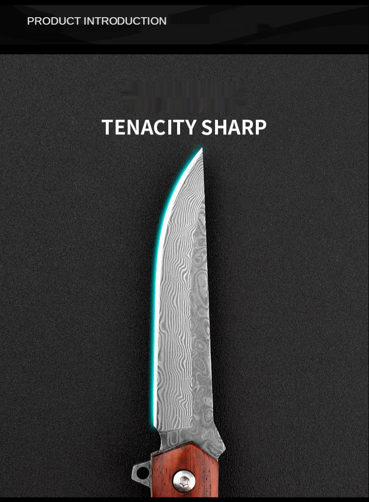 Outdoor Survival Folding Knife Portable Mini Fruit Knife Damascus Steel Folding Pocket Knife Portable Camping Knife