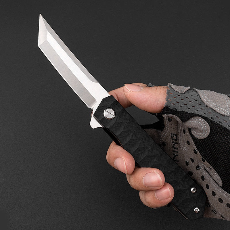 Outdoor self-defense camping knife multi-purpose outdoor knife D2 steel folding knife G10 handle bearing folding knife