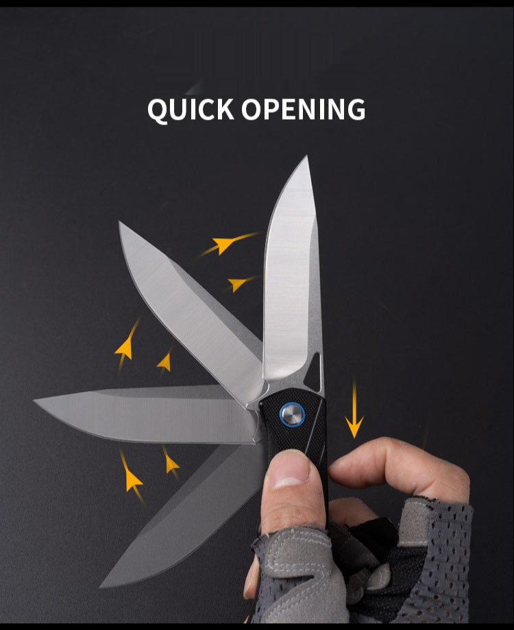 Outdoor high hardness self-defense saber bearing folding knife field survival fruit knife D2 steel folding knife knife