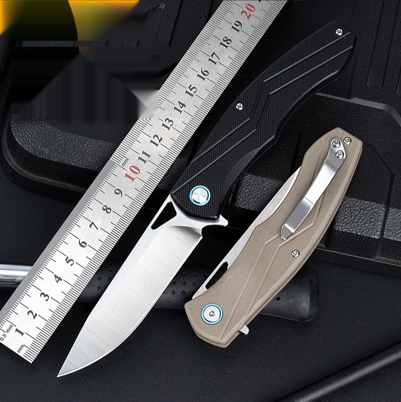 Outdoor high hardness self-defense saber bearing folding knife field survival fruit knife D2 steel folding knife knife