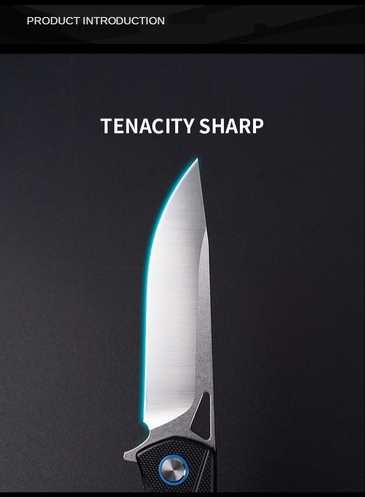 Outdoor high hardness self-defense saber bearing folding knife field survival fruit knife D2 steel folding knife knife