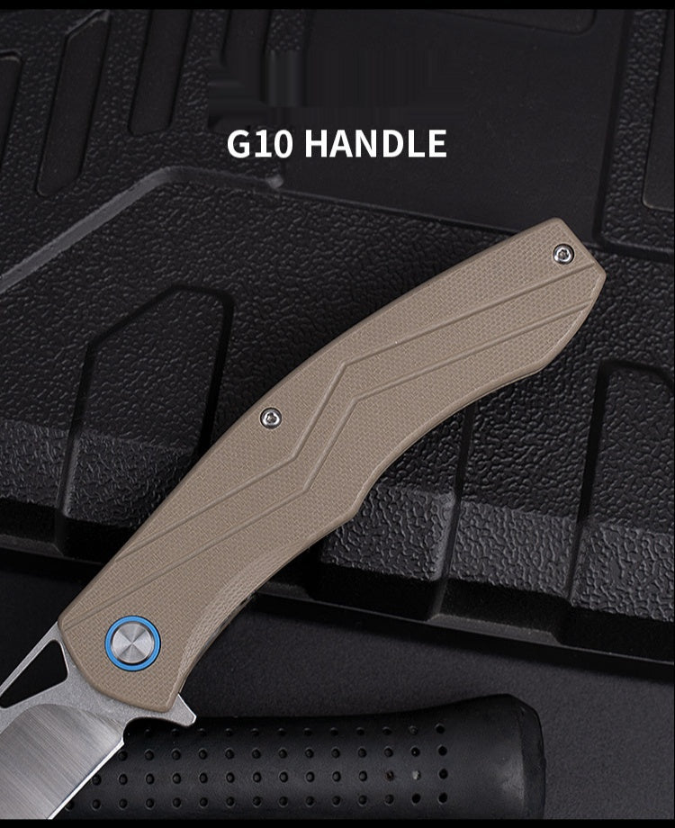 Outdoor high hardness self-defense saber bearing folding knife field survival fruit knife D2 steel folding knife knife