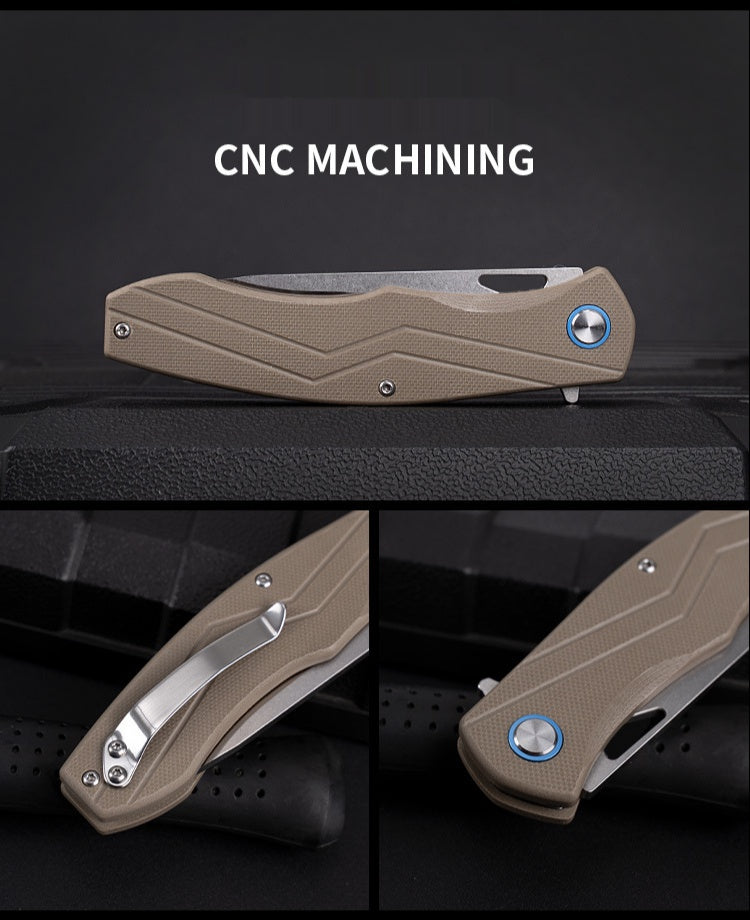 Outdoor high hardness self-defense saber bearing folding knife field survival fruit knife D2 steel folding knife knife