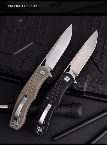 Outdoor high hardness self-defense saber bearing folding knife field survival fruit knife D2 steel folding knife knife