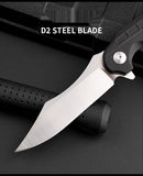 Outdoor multi-purpose self-defense fruit knife tactical survival knife camping folding knife stainless steel D2 bearing folding knife