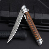 New Stainless Steel Fruit Knife Sandalwood Handle Folding Knife Camping Outdoor Folding Knife Damascus Pocket Knife