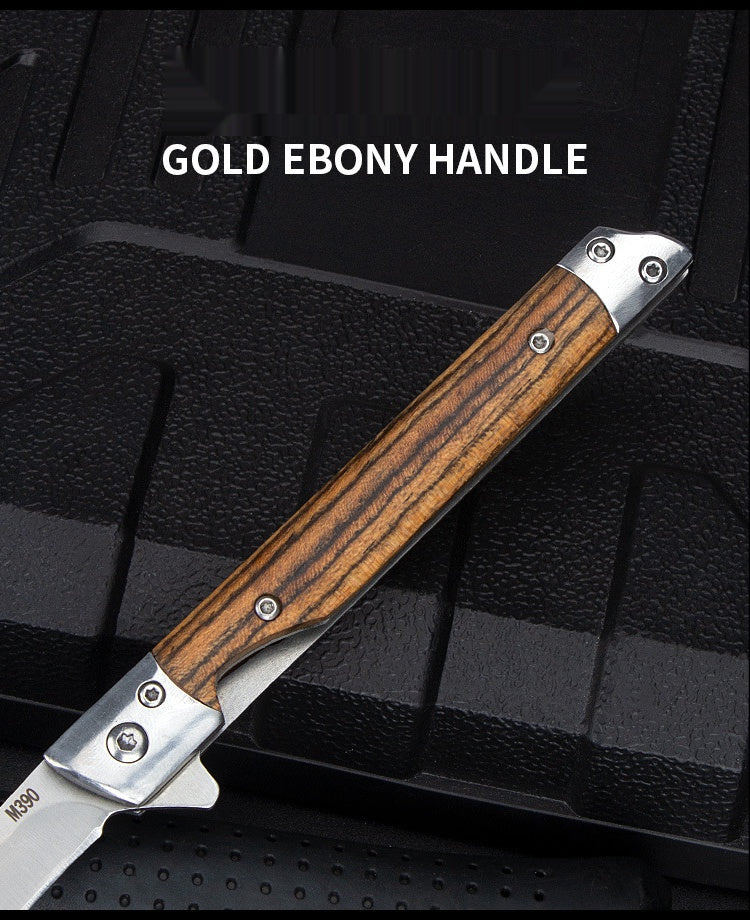 New Stainless Steel Fruit Knife Sandalwood Handle Folding Knife Camping Outdoor Folding Knife Damascus Pocket Knife