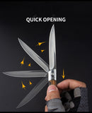 New Stainless Steel Fruit Knife Sandalwood Handle Folding Knife Camping Outdoor Folding Knife Damascus Pocket Knife