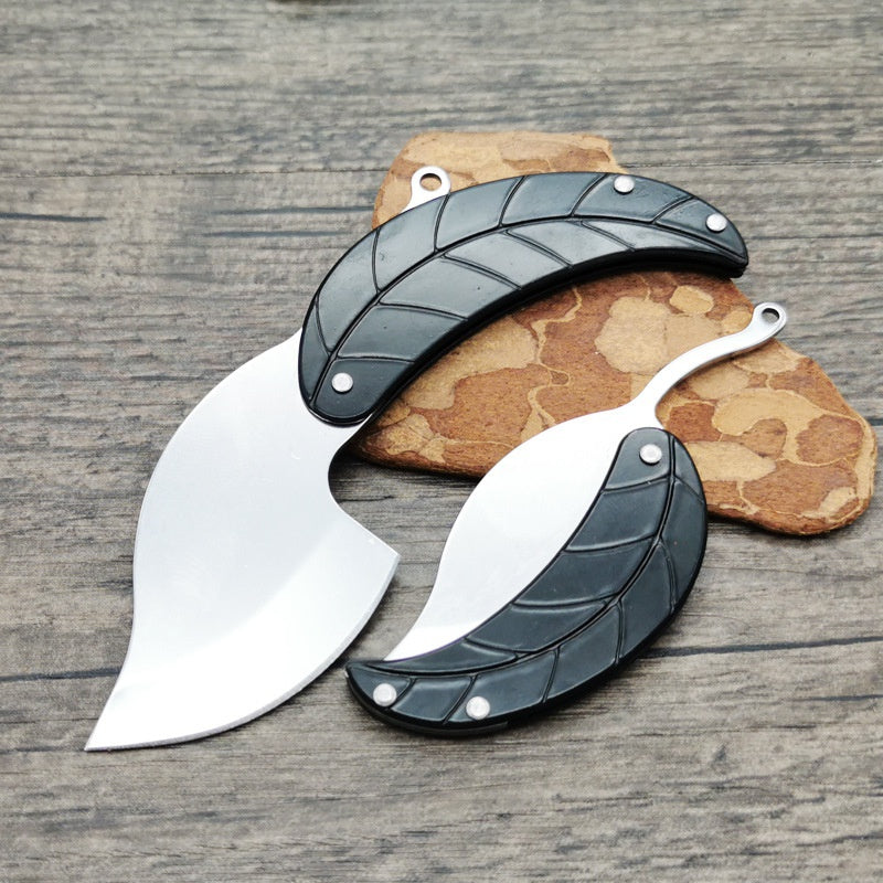 Key Folding Knife Full Stainless Steel Folding Knife Creative Mini Gift Knife Leaf Leaf Knife