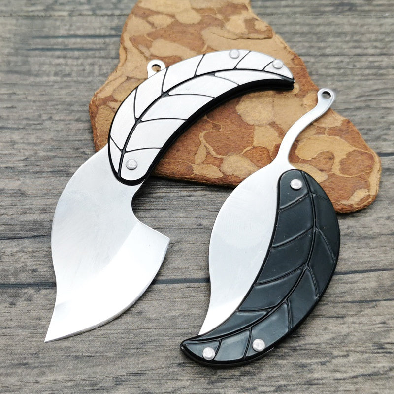 Key Folding Knife Full Stainless Steel Folding Knife Creative Mini Gift Knife Leaf Leaf Knife