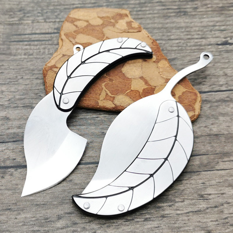 Key Folding Knife Full Stainless Steel Folding Knife Creative Mini Gift Knife Leaf Leaf Knife